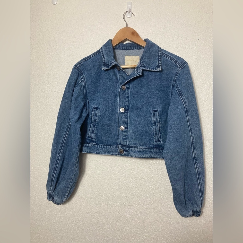 Madden Girl cropped denim jean jacket button front Y2K size Small